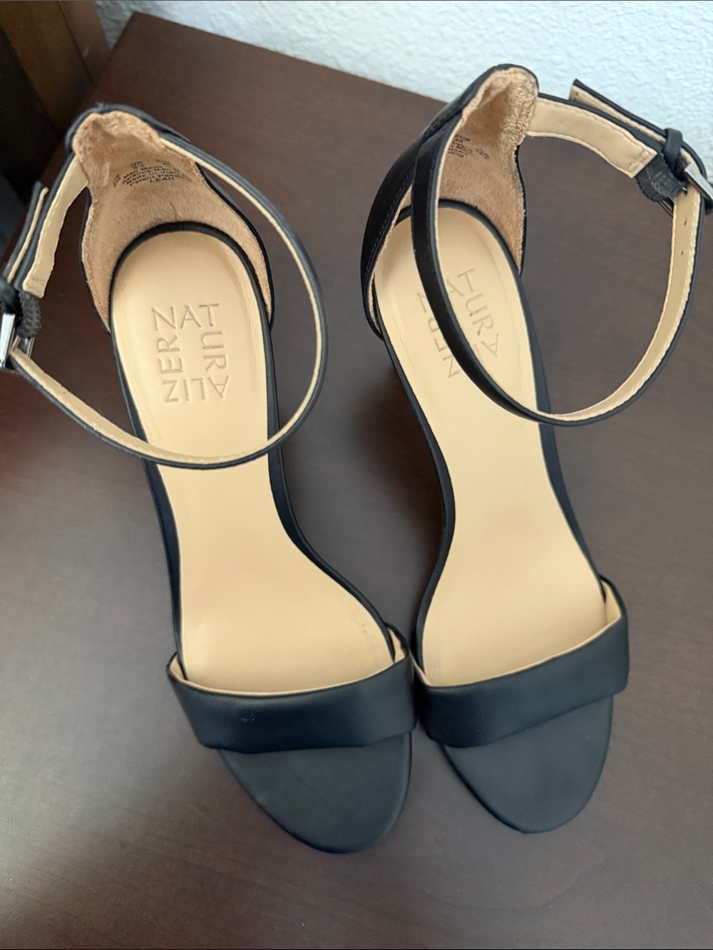Naturalizer Black Open-Toe Ankle-Strap Heels